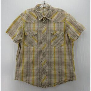 Lucky Brand Shirt Medium Western Pearl Snap Dungarees Plaid Cowboy